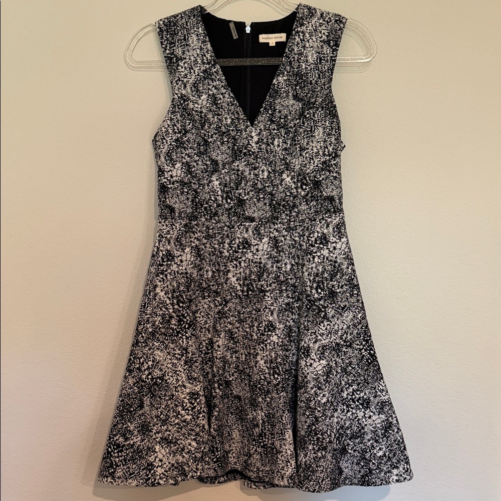 Rebecca Taylor Black and White Textured Mini Dress